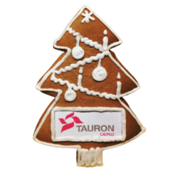 Choinka z piernika z logo Tauron